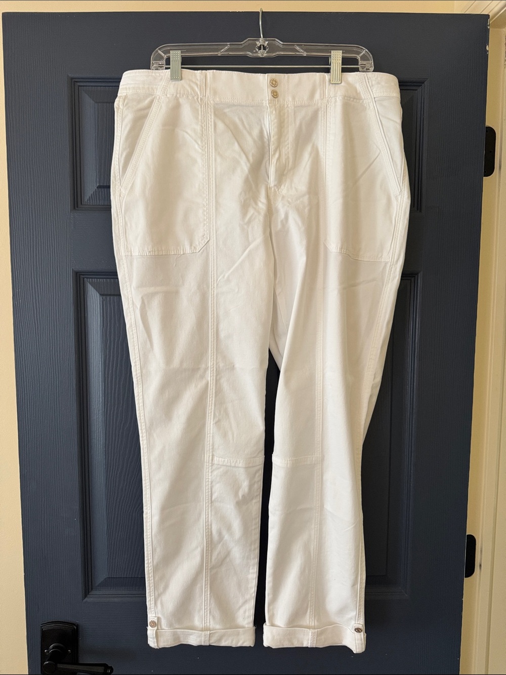 White House Black Market White Cropped Utility Chinos